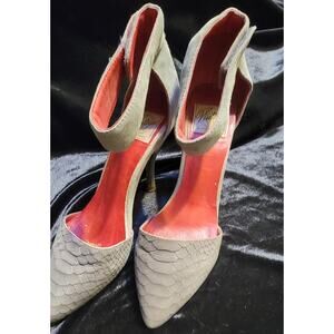 VINTAGE by JEFFREY CAMPBELL Bridges Burgundy Suede Python Ankle Strap Pump 8.5
